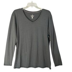SEG'MENTS 100% Merino Wool Long Sleeve V-Neck Pullover Shirt Grey Size XXL FLAWS
